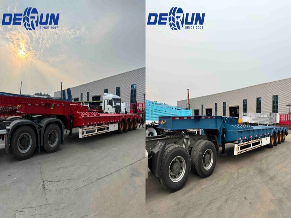 Derun 4 Achse niedriger Semi -Trailer erfolgreich auf dem Weg zum Hafen